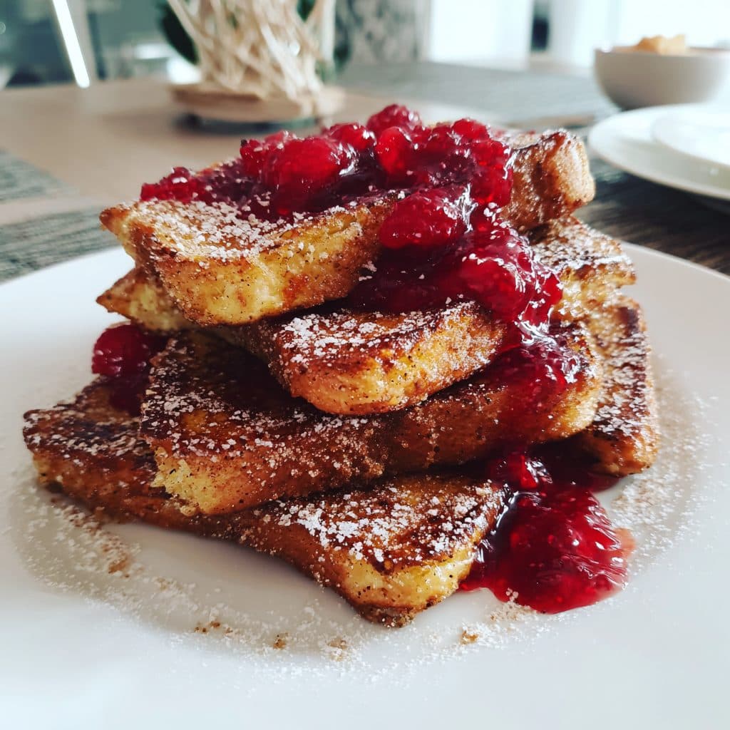 Arme Ritter mit Beerenkompott und Zimt-Zucker