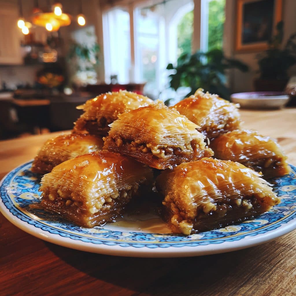 Authentisches Baklava mit Walnüssen und aromatischem Sirup