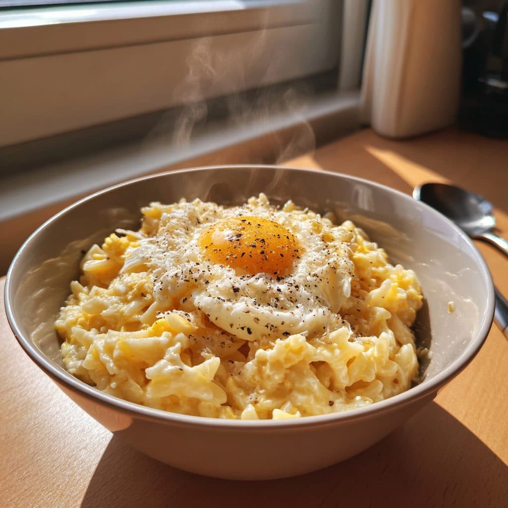 Cremige Pastina mit Ei und Käse