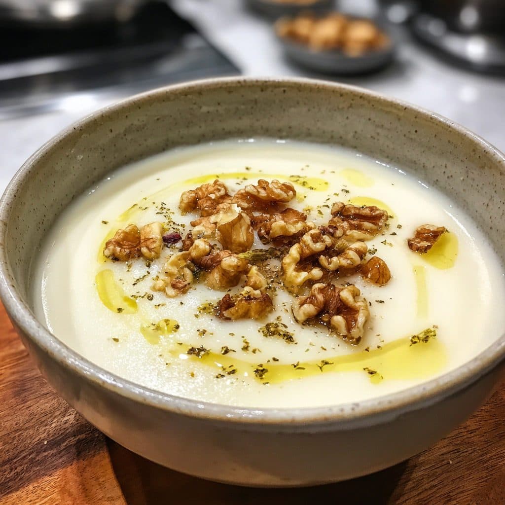 Cremige Pastinakensuppe mit gerösteten Walnüssen