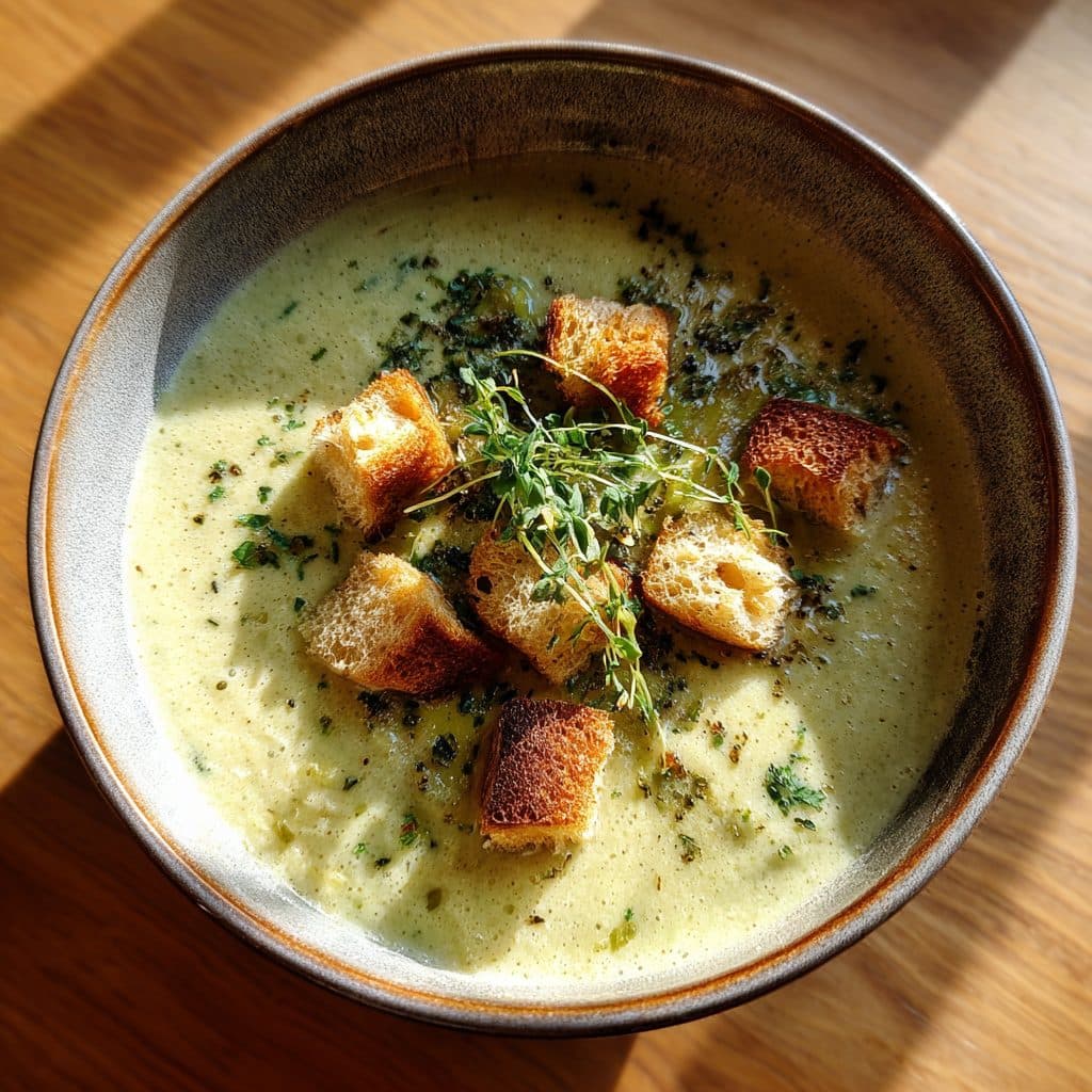 Cremige Spargel-Cremesuppe mit hausgemachten Croûtons