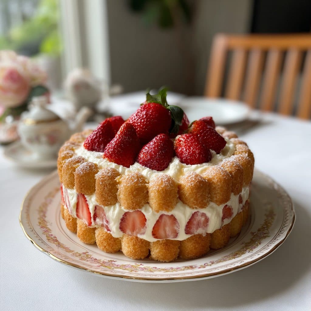 Elegante Erdbeer-Charlotte ohne Gelatine