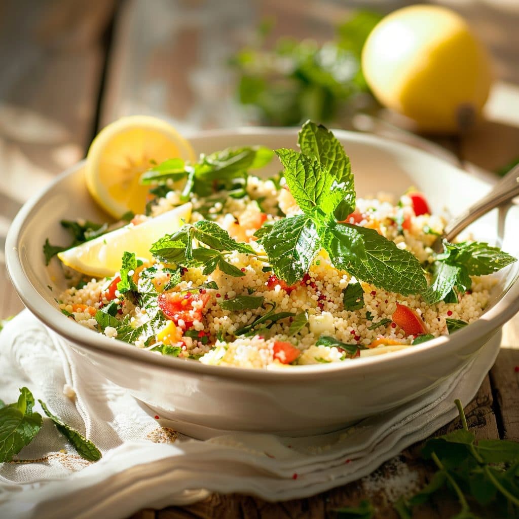 Frischer Couscous-Salat mit Minze und Zitrone