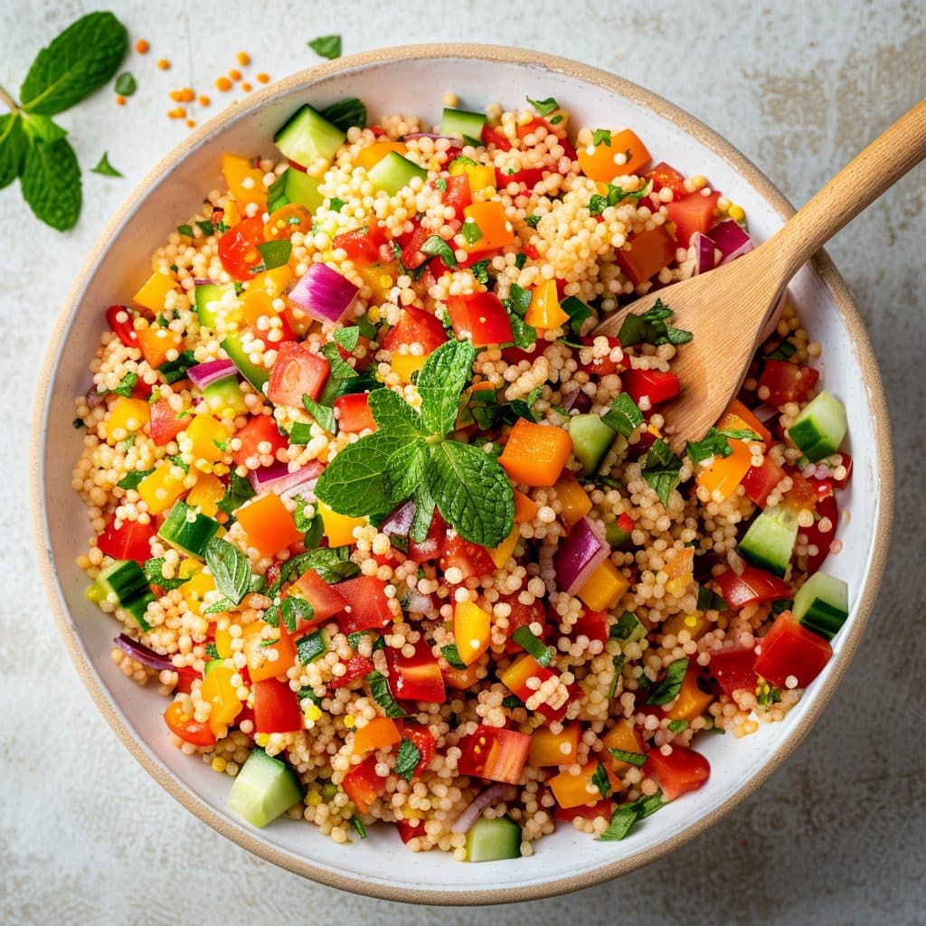 Frischer Couscous-Salat mit Minze und Zitronendressing