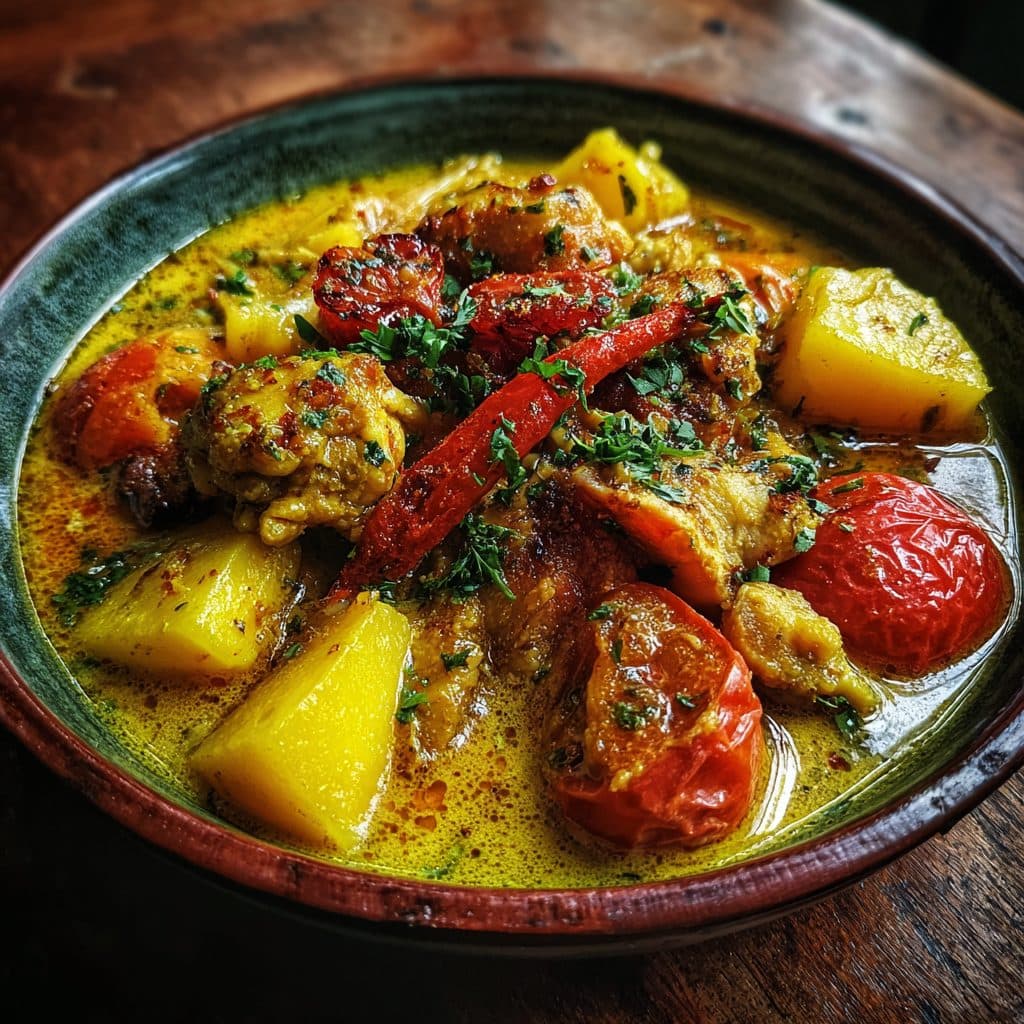 Fruchtiges Hähnchen-Curry mit Kokosmilch und Mango