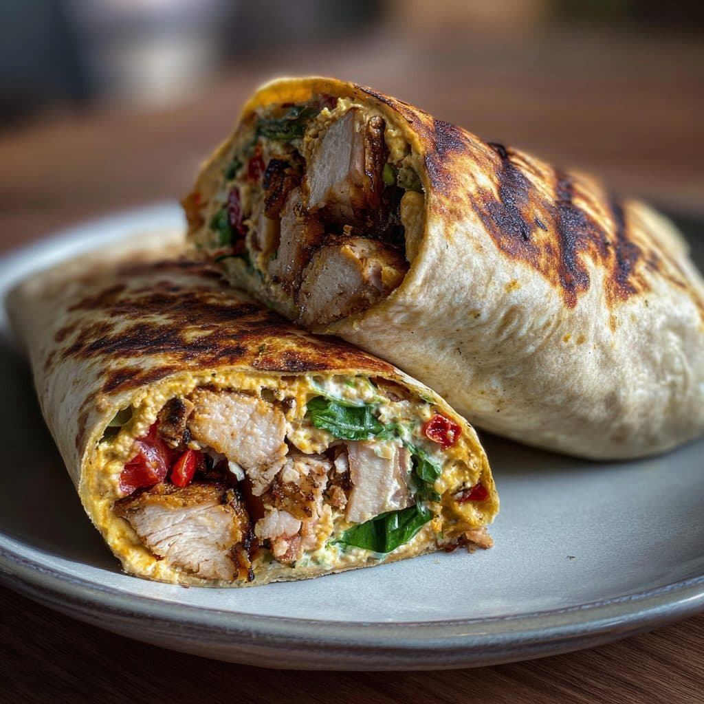 Hähnchen-Dürüm mit hausgemachtem Hummus
