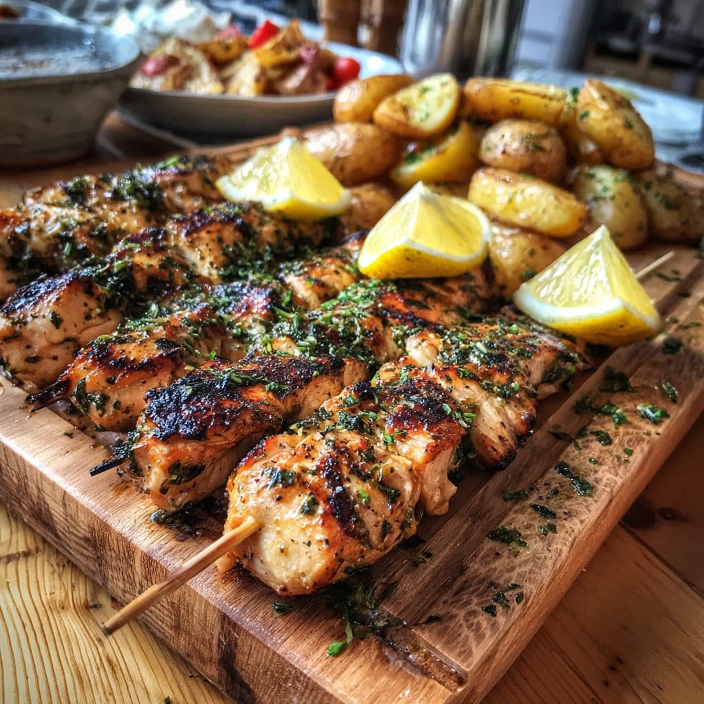 Hähnchen-Spieße mit Bärlauch-Zitronen-Marinade
