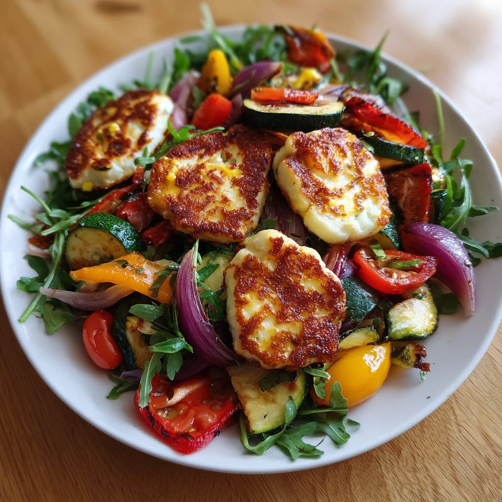 Halloumi-Salat mit Ofengemüse