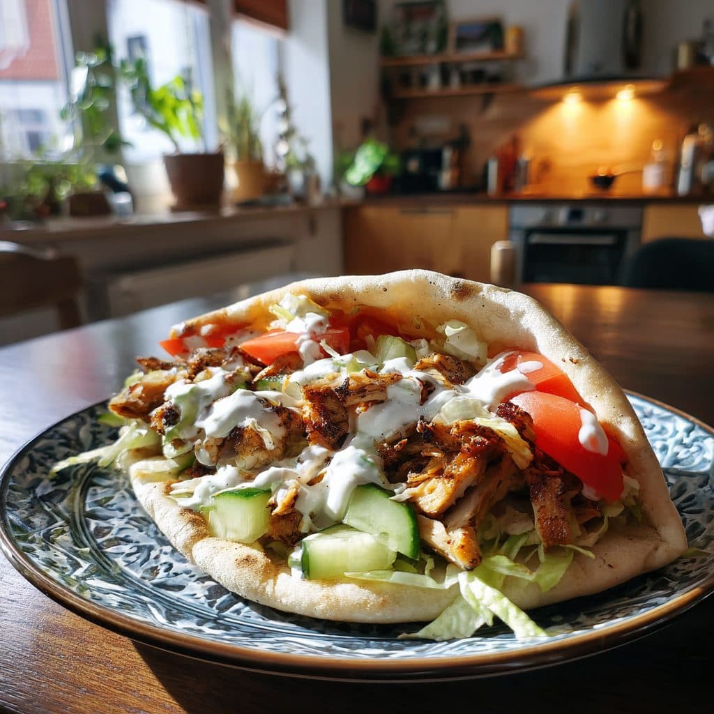 Hausgemachte Hähnchen-Döner-Pita-Taschen