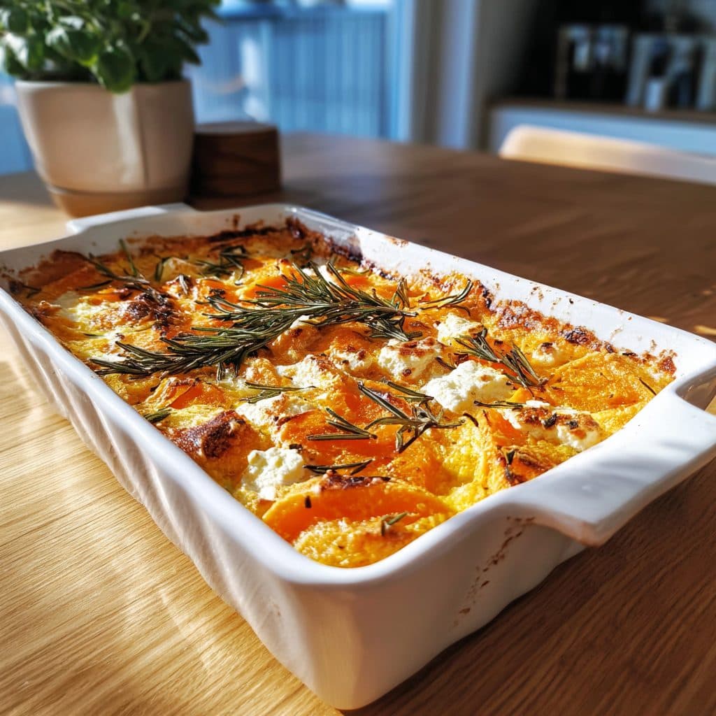 Himmlisches Süßkartoffelgratin mit Feta und Rosmarin