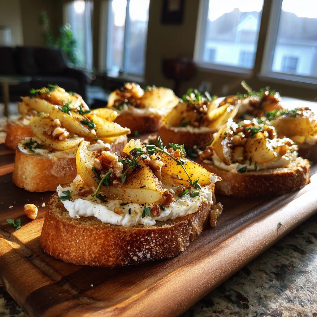 Karamellisierte Birnen & Ziegenkäse-Crostini