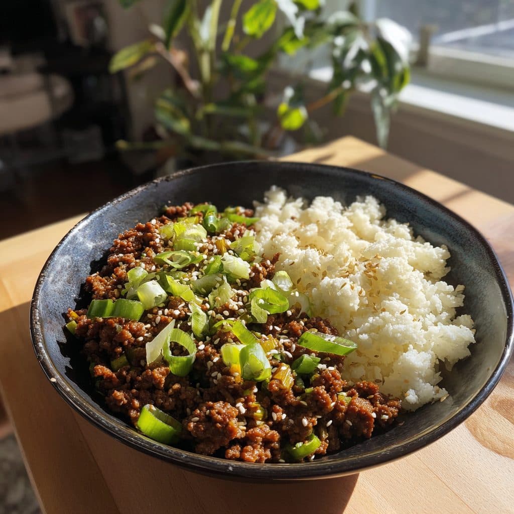 Koreanisches Rinderhackfleisch mit Blumenkohlreis (Low-Carb)