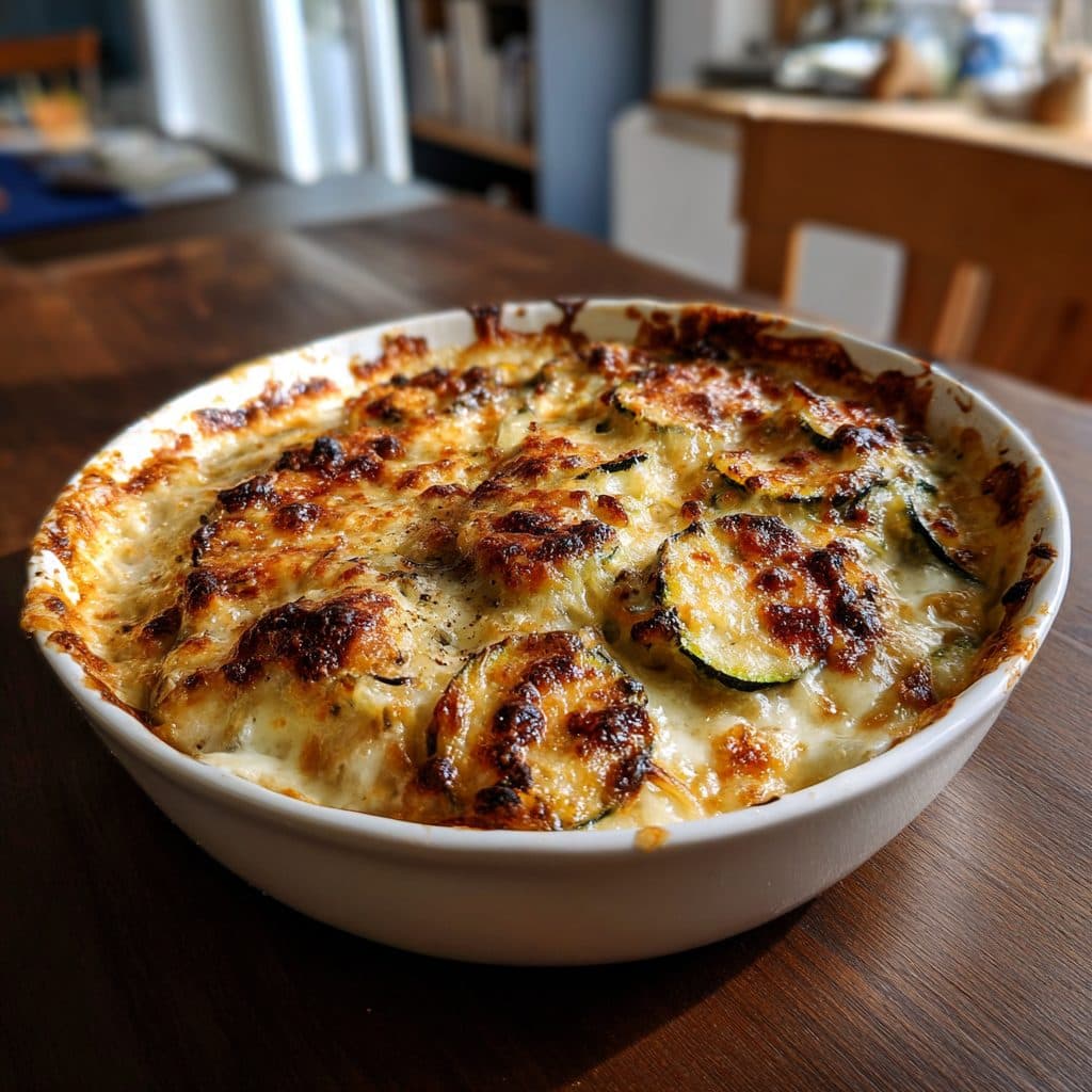 Low-Carb Rinderfilet-Zucchini-Gratin mit Feta und Balsamico-Zwiebeln