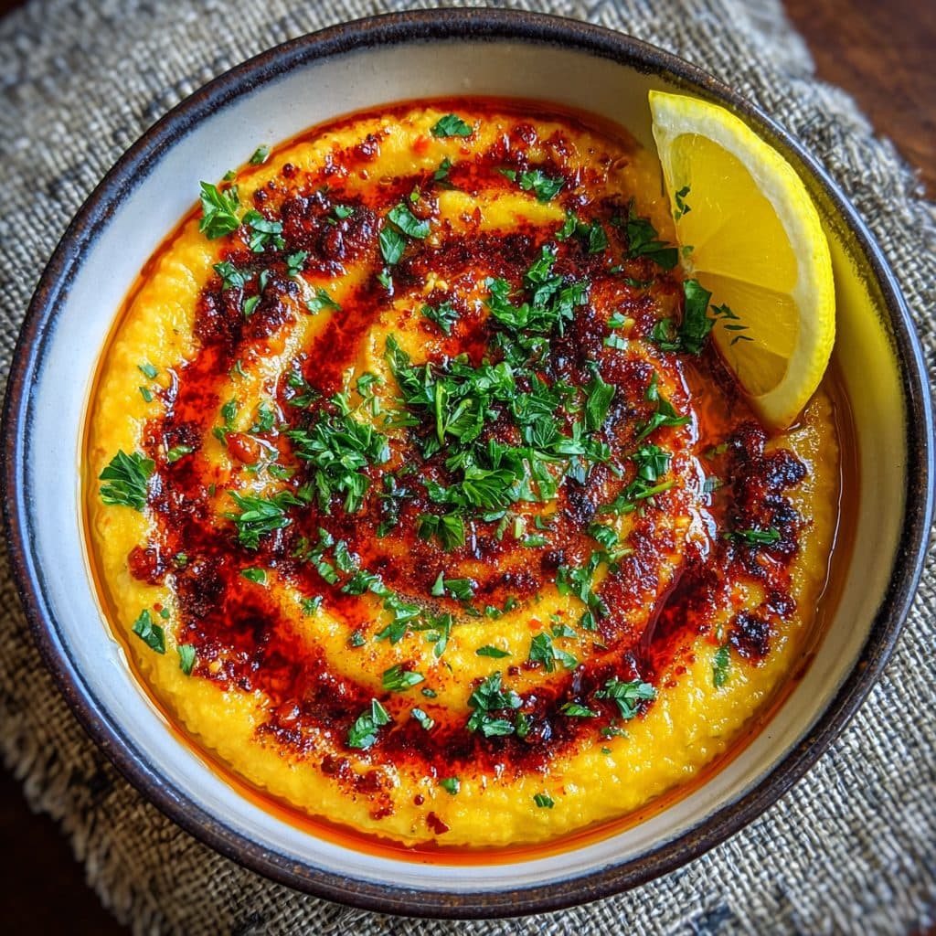 Orientalische Linsensuppe aus roten Linsen