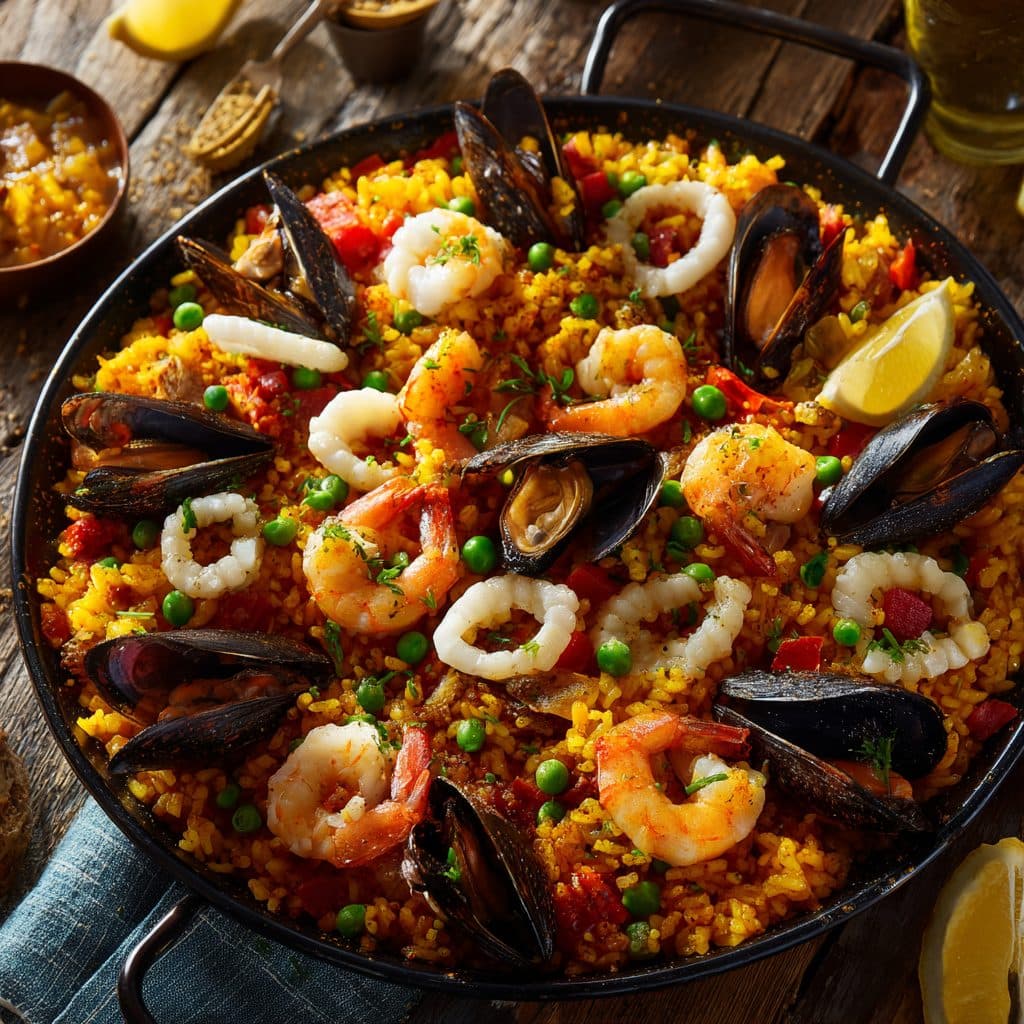 Paella de Mariscos (Spanische Meeresfrüchte-Paella)