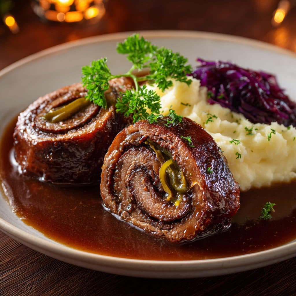 Polnische Rinderrouladen (Zrazy Zawijane)