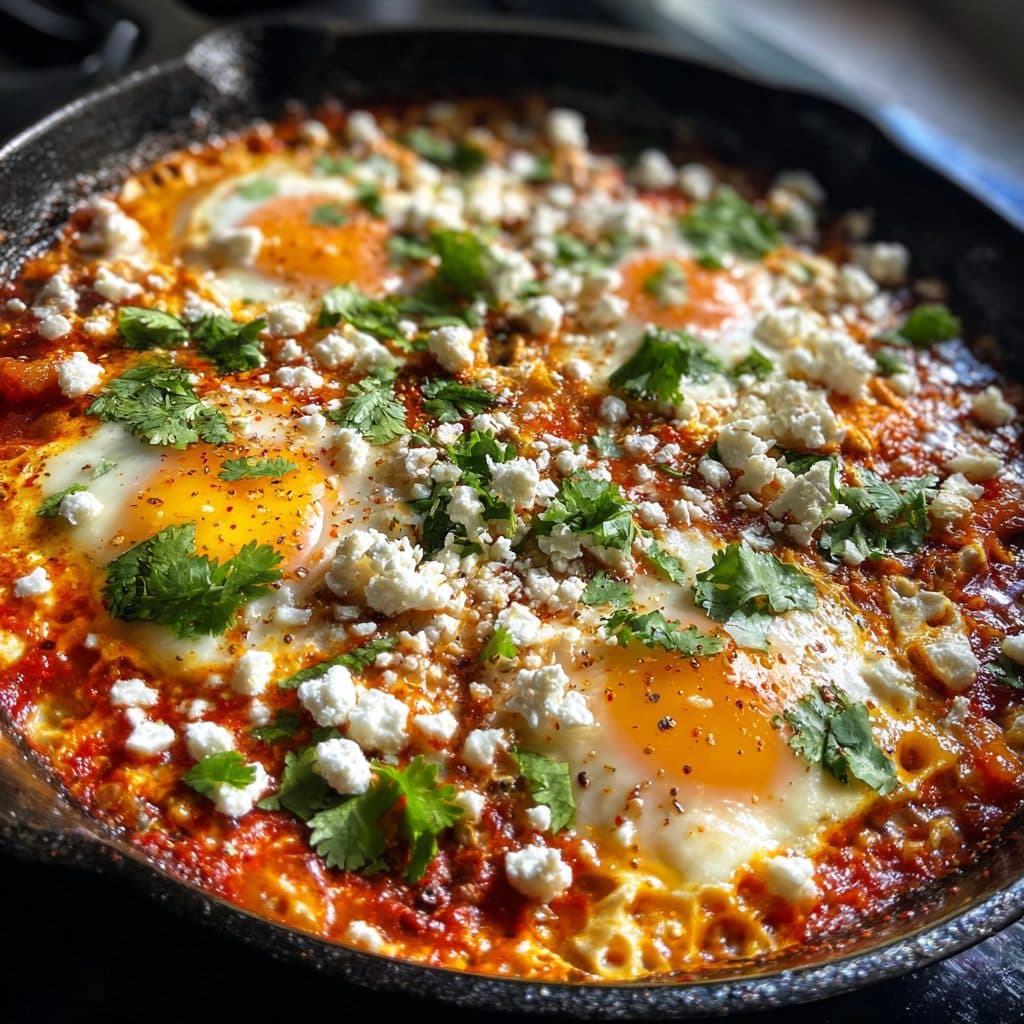 Würzige Shakshuka mit Feta und Koriander