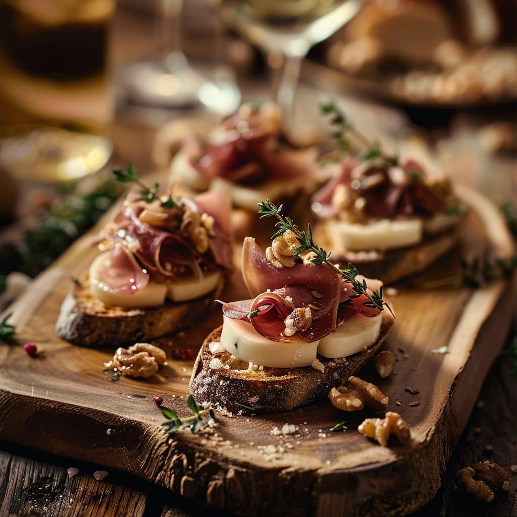 Sommelier Bio-Crostini mit Feigen, Ziegenkäse und Walnüssen