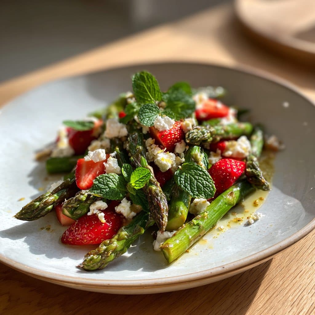 Spargel-Erdbeer-Salat mit Minze und Feta