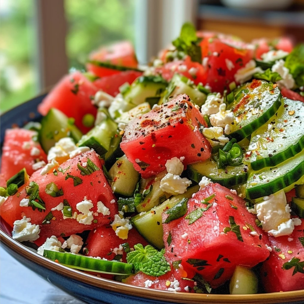 Wassermelonen-Gurken-Feta-Salat