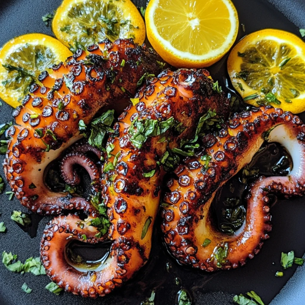 Der gegrillte Oktopus mit Zitrone und Oregano ist ein köstliches mediterranes Gericht, das durch seine einfache Zubereitung und seinen intensiven Geschmack besticht.