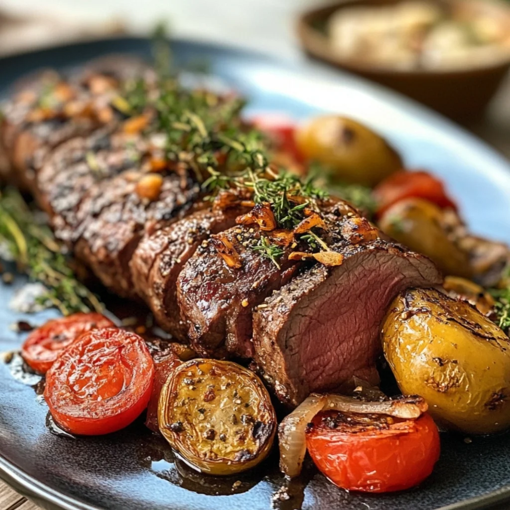 Langsam gegarter Rinderbraten toskanischer