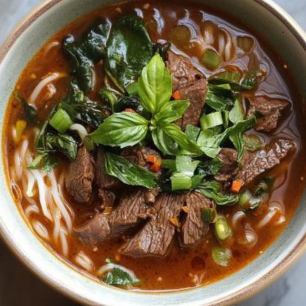 Thailändische scharfe Nudelsuppe Rindfleisch