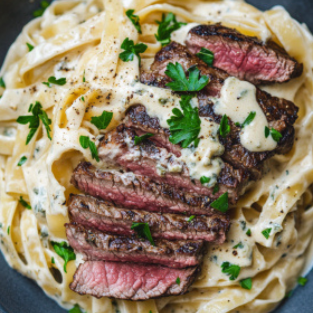 Steak mit Gorgonzola Alfredo